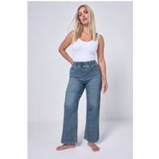 Yours Wide Leg Wash Jeggings - Blue
