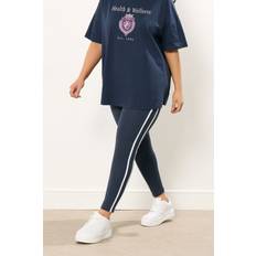 Stripes Clothing Yours Side Stripe Active Curve Leggings - Navy Blue