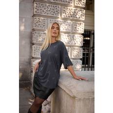 Cut-Out T-shirts Yours Curve Grey Embellished Bow Oversized T-Shirt - Dark Grey