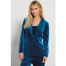 Stretch Blazers M&Co Petite Velour Blazer - Teal