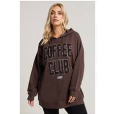 Yours Coffee Club Slogan Hoodie - Chocolate Brown