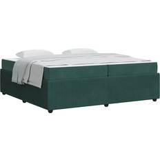 200 cm - Grøn Rammesenge Sengeramme Med Madras Mørkegrøn 200 x 200 cm Fløjl Rammeseng