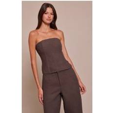 PrettyLittleThing Boucle Boned Corset - Dark Brown