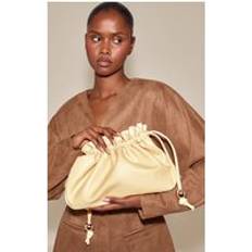 Bead Ruched Pouch Clutch Bag - Butter Yellow