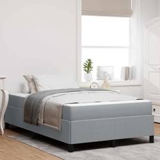 120 cm Senge Box Spring Seng Lys Grå Sort 120 x 200 cm Kontinentalseng