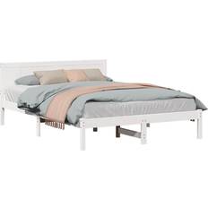 Hvid Sengestel Massivt Fyrretræ 140 x 200 cm Rammeseng
