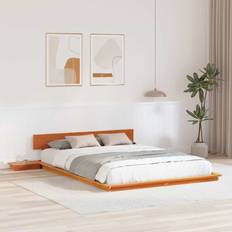Sengestel Brun 140 x 200 cm Massivt Træ Rammeseng