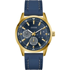 Guess Men's Blue Gold Tone Multi-function Watch 44mm
