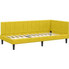 90 cm - Grøn Rammesenge Hjørnesengramme Med Hovedgærde 90 x 200 cm Fløjl Rammeseng