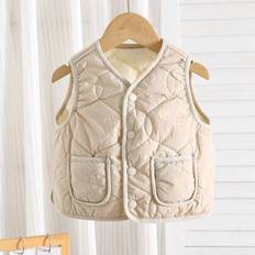 Beige Vests Shein 2-Sided Reversible Quilted Vest For Young Boys - Beige