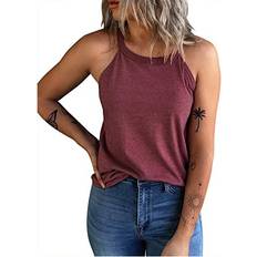 Summer Sleeveless Halter Tee Shirts - Crew Neck