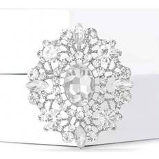 Silver - Women Brooches Shein Fashionable Palace Style Crystal Flower Brooch - Women