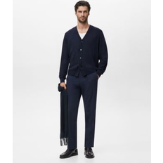 Men - Natural Cardigans Mango 100% Merino Wool Cardigan Navy