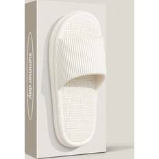 Unisex - White Slippers Shein Quiet EVA Non-Slip Indoor Slippers - Summer