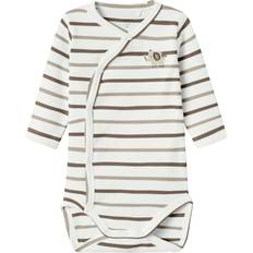 Beige Bodys Name It Omlottbody Rib Cloud Dansare - Grå/Taupe/Vit