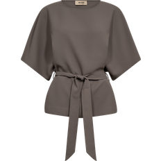 Bruna Blusar Mos Mosh Mmrikala Miley Blouse Dam Långärmade Korta Ärmar - Delicioso