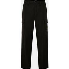 Stone Island Men Trousers Stone Island Mens Panama Logo-Patch Trousers Shorts - Black