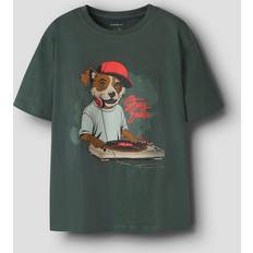 Name It Polyester T-shirts Name It Afslappet Pasform T-shirt Nkmnova - Brun/Lysegrå/Grøn/Rød