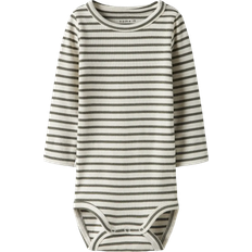 Stribede Bodyer Børnetøj Name It Sparkedragt Body NBNBany Langærmet - Lysebeige/Oliven