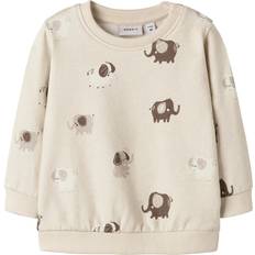 Trykknapper Sweatshirts Børnetøj Name It Sweatshirt Peyote Melange - Creme/Kit Ecru/Mørkebrun