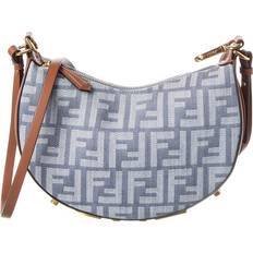 Mini Ff Denim Leather Hobo Bag
