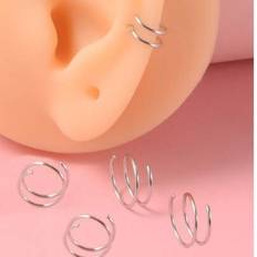 Unisex Piercings Shein Stainless Steel Double Spiral Nose Nose Nostril Ring 0.8mm - Daily Life
