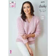 King Cole Pattern Ladies V-Neck Sweater 6379