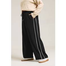Stripes - Women Trousers Yours Curve Black Side Stripe Wide Leg Trousers - Black
