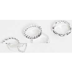 Barbed Wire Heart Rings Pack 5 - Silver