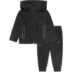 Nike Tech Fleece Logo Print Kids Tracksuit - Black