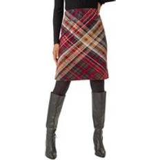 Checkered Skirts Roman Check Print Stretch Pencil Skirt - Red