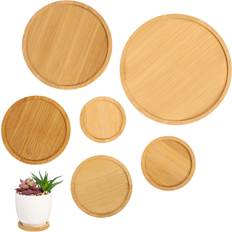 Pots, Plants & Cultivation Artibetter Bamboo Round Plant Pot Saucers 5 Pcs