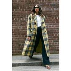 Women - Yellow Coats Nasty Gal Womens Checked Wool Blend Maxi Coat - Yellow