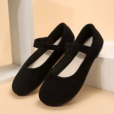 Black Low Shoes Temu Comfy Flat Round Toe Soft Sole Daily Shoes