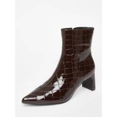 Patent Leather Boots Quiz Patent Croc Ankle Boots - Brown