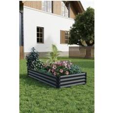 Pots, Plants & Cultivation Living and Home Large Metal Raised Garden Bed Black Grey