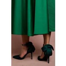 Green Heels & Pumps Coast Satin Back Bow Pointed High Stiletto Heel Court Shoes - Emerald