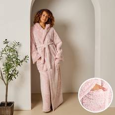 OHS Teddy Marl Full Length Dressing Gown Bathrobe - Pink
