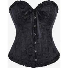 Shein Classic Overbust Corset Bustier Strapless Sweet Fitted Boned Bodysuit - Black
