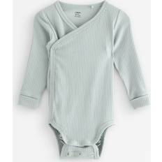 Turquoise Bodysuits Lindex Ribbed Wrap Bodysuit