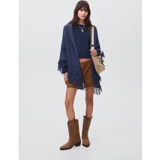 Mango Capes & Ponchos Mango Knitted Poncho With Tassels Teen - Navy
