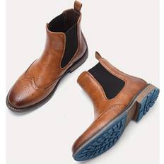 Chelsea Boots Temu Men's Brogue Chelsea Boots Pu Upper Rubber Dual-tone - Sole