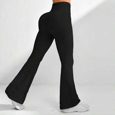 Shein Solid Color High Waist Flare Yoga Leggings - Tummy Control