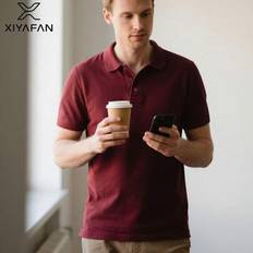 Men - Silk Polo Shirts Shein Boyfriend Style Polo Shirt Quick-Dry Ice Silk Lapel