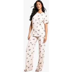 Brown Pyjamas boohoo Tall Espresso Martini Print Short Sleeve T-Shirt Trousers Pyjama Set - Brown