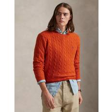 Polo Ralph Lauren Orange Clothing Polo Ralph Lauren Wool With Cashmere Cable Knit Crew Neck Sweater - Camel Marl
