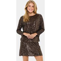 Sequins Blouses Saint Tropez Reyana Sequin Long Sleeve Top - Mulch