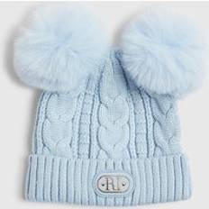 Blue Beanies River Island Baby Boys Blue Double Pom Beanie Hat