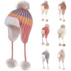 Stripes Beanies Children's Clothing Shein Infant Pom Pom Beanie Kid Winter Hats - Warm