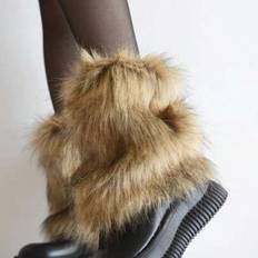 Brown Arm & Leg Warmers Shein Fluffy Short Boots Cover Plush Leg Warmers Y2K Sweet Cool - JK Subculture